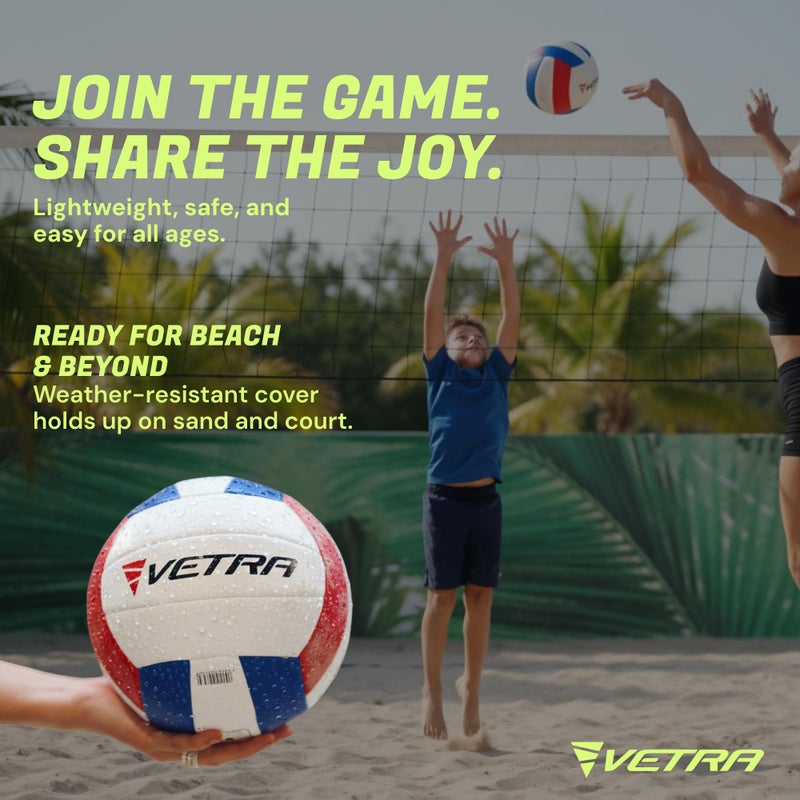 VETRA Soft Touch Volleyball - Official Size 5, Blue/Red/White, 1-Pack - Soft-Touch Comfort & Plush Ball - Durable PVC Cover, Training Equipment - Sport Gift for Indoor, Sand & Pool Ball - Image 4